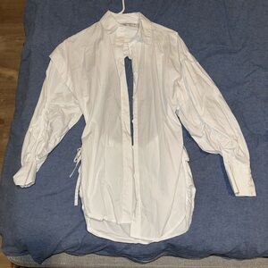 Men's White Button-Up Shirt Jacket